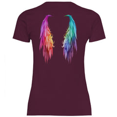 Damen T-Shirt "Regenbogen Flügel" - Grafikmagie