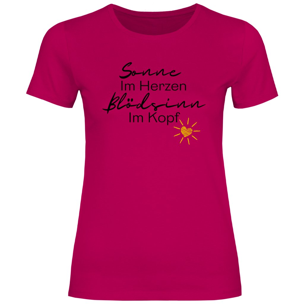 Damen T-Shirt "Sonne im Herzen, blödsinn im Kopf!" - Grafikmagie