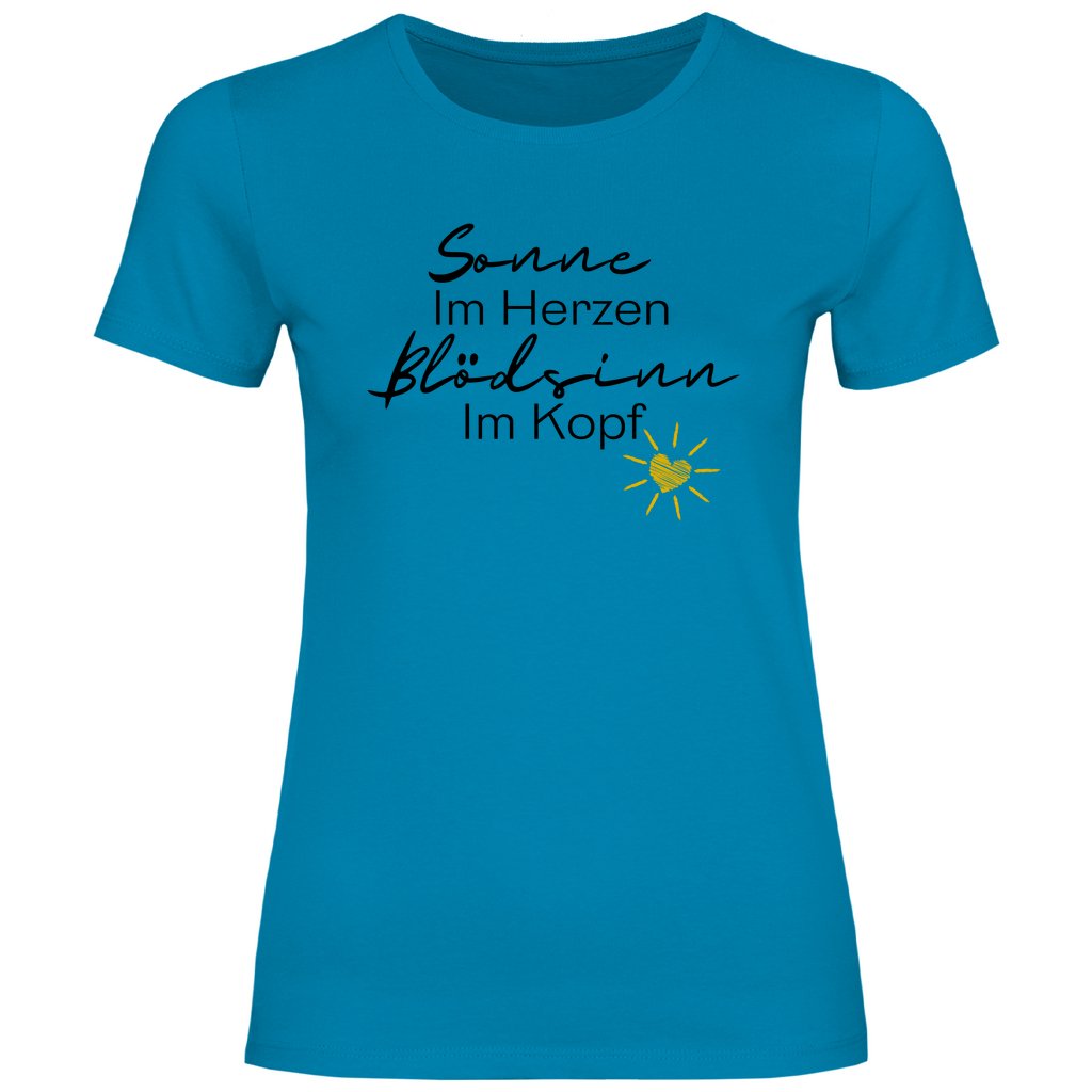 Damen T-Shirt "Sonne im Herzen, blödsinn im Kopf!" - Grafikmagie