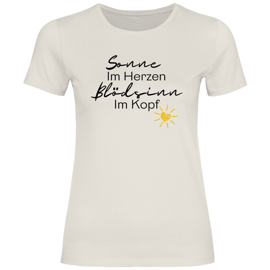 Damen T-Shirt "Sonne im Herzen, blödsinn im Kopf!" - Grafikmagie