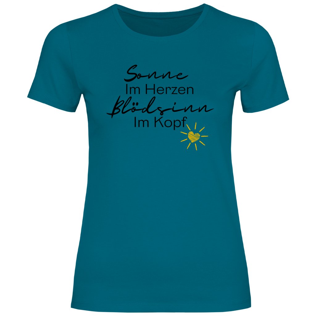 Damen T-Shirt "Sonne im Herzen, blödsinn im Kopf!" - Grafikmagie