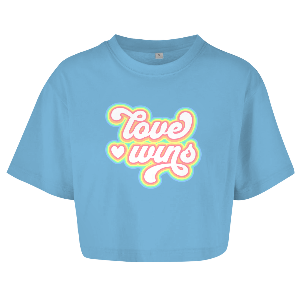 Damen Oversize Crop Top  "Love Wins"