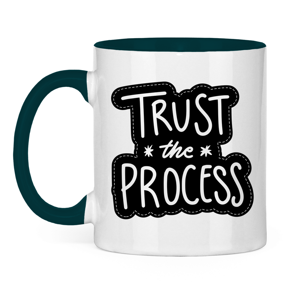 Tasse zweifarbig "Trust the precess" - Grafikmagie