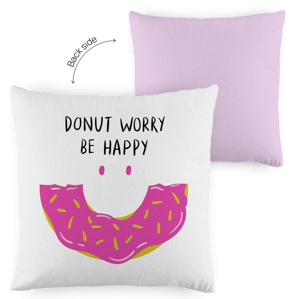 Kopfkissen zweifarbig "Donut worry be happy" - Grafikmagie