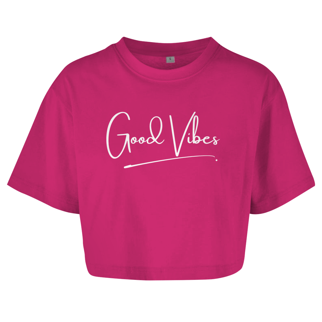 Damen Oversize Crop Top  "Good Vibes"