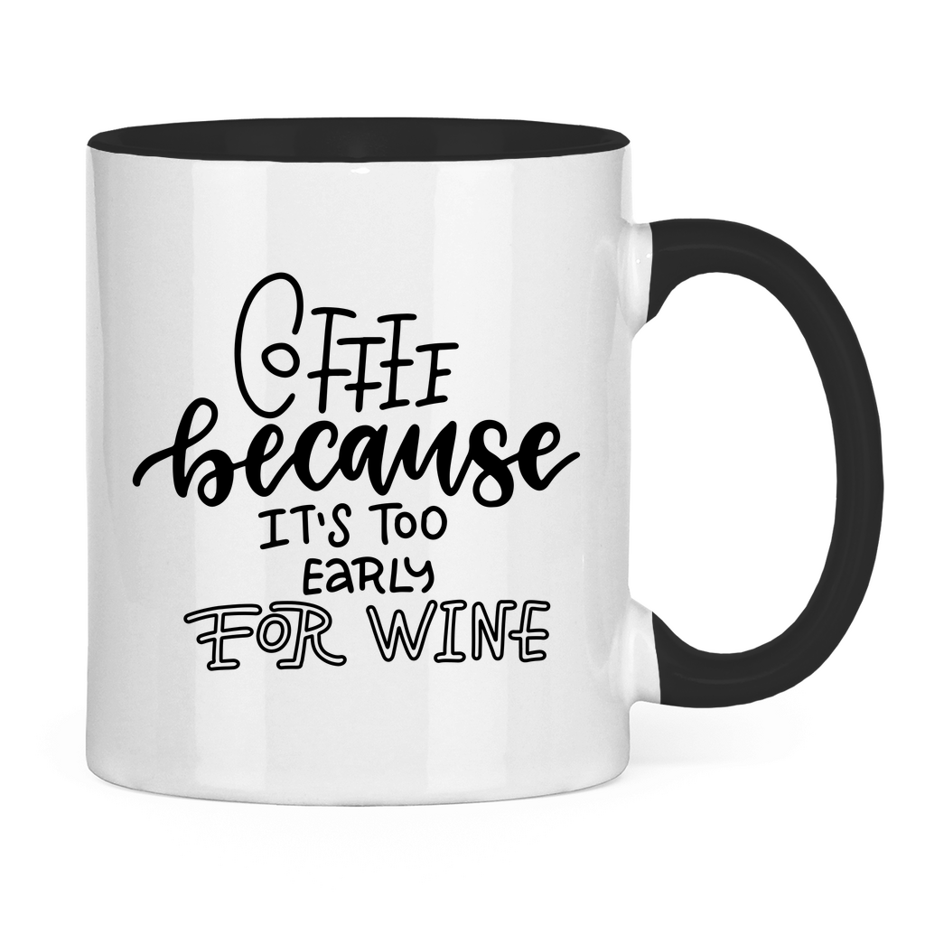Tasse zweifarbig "Coffee because" - Grafikmagie