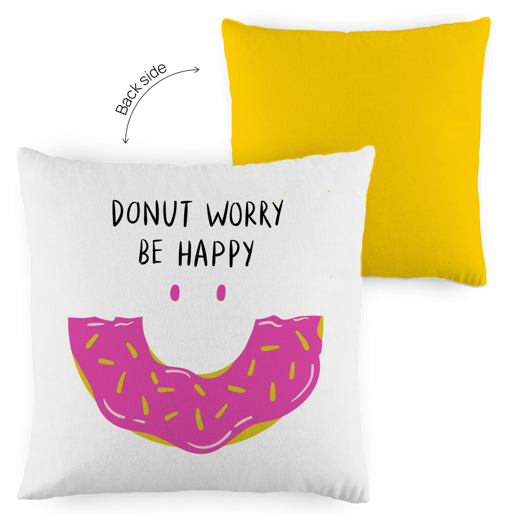 Kopfkissen zweifarbig "Donut worry be happy" - Grafikmagie