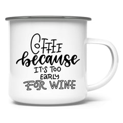 Emaille Tasse "Coffee because" - Grafikmagie