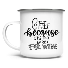 Emaille Tasse "Coffee because" - Grafikmagie
