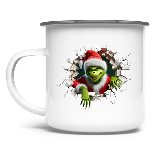 Emaille Tasse "Grinch Break Through" - Grafikmagie