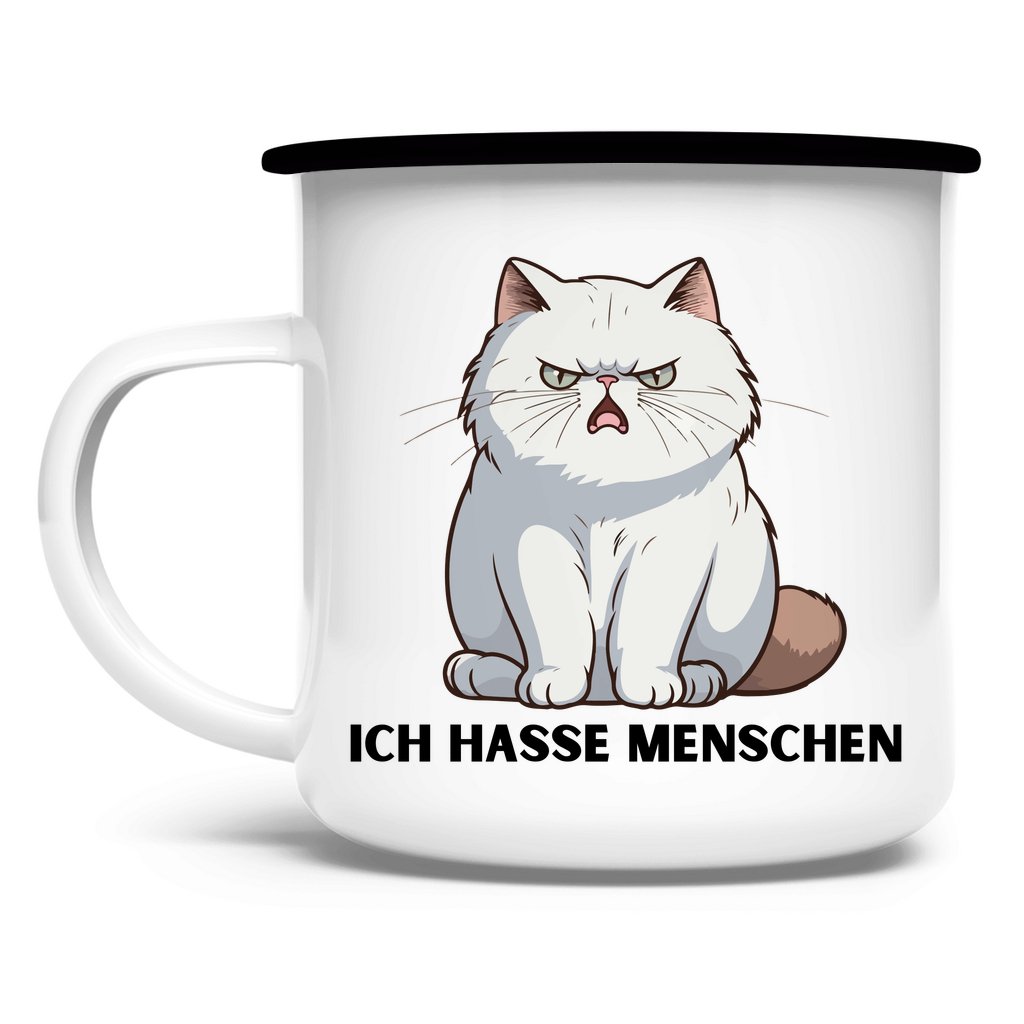 Emaille Tasse "Ich hasse Menschen" - Grafikmagie