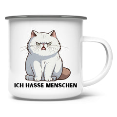Emaille Tasse "Ich hasse Menschen" - Grafikmagie