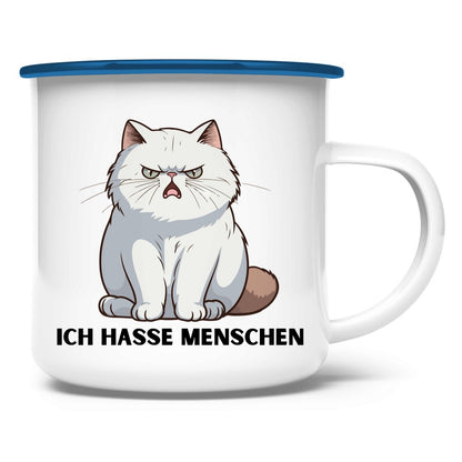 Emaille Tasse "Ich hasse Menschen" - Grafikmagie