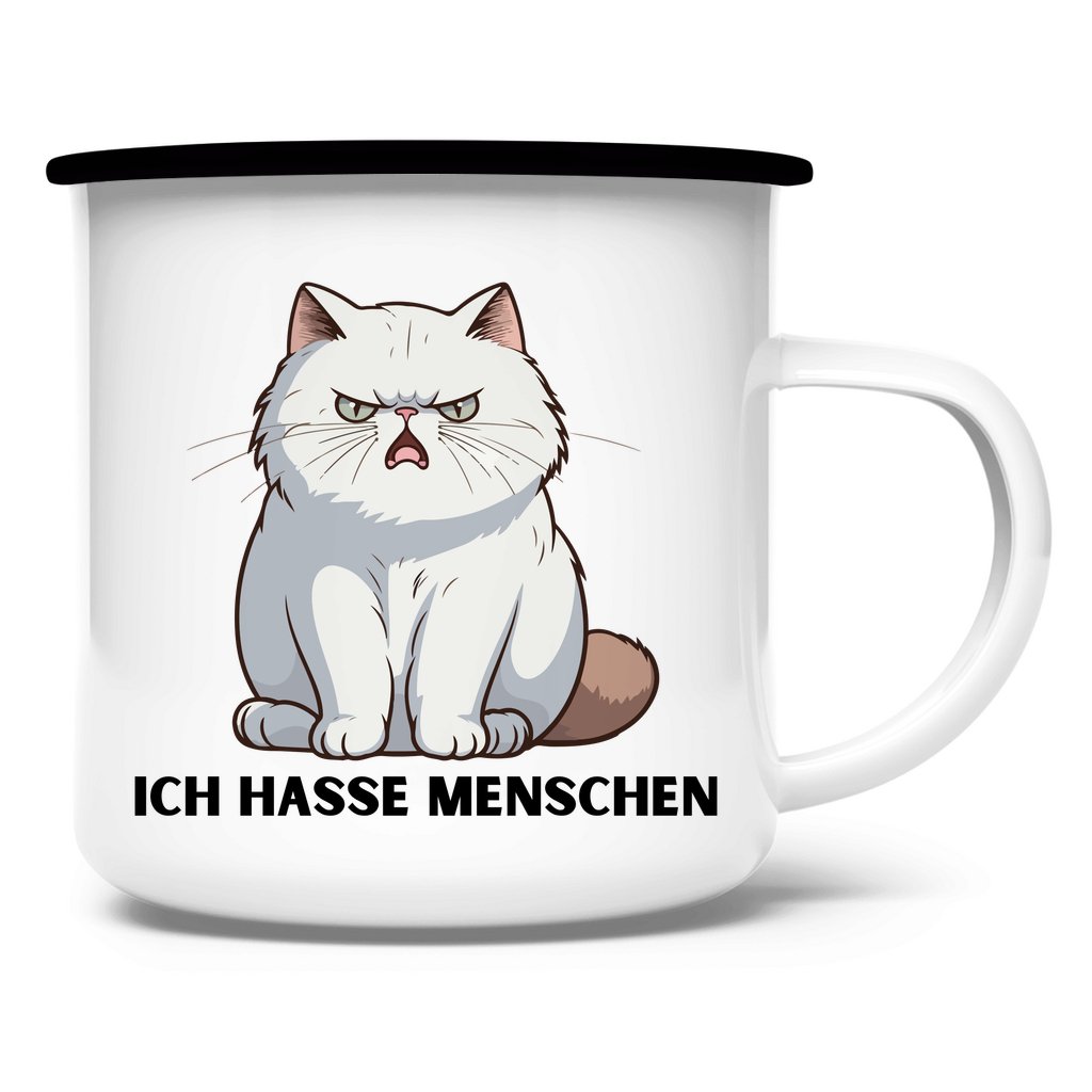 Emaille Tasse "Ich hasse Menschen" - Grafikmagie