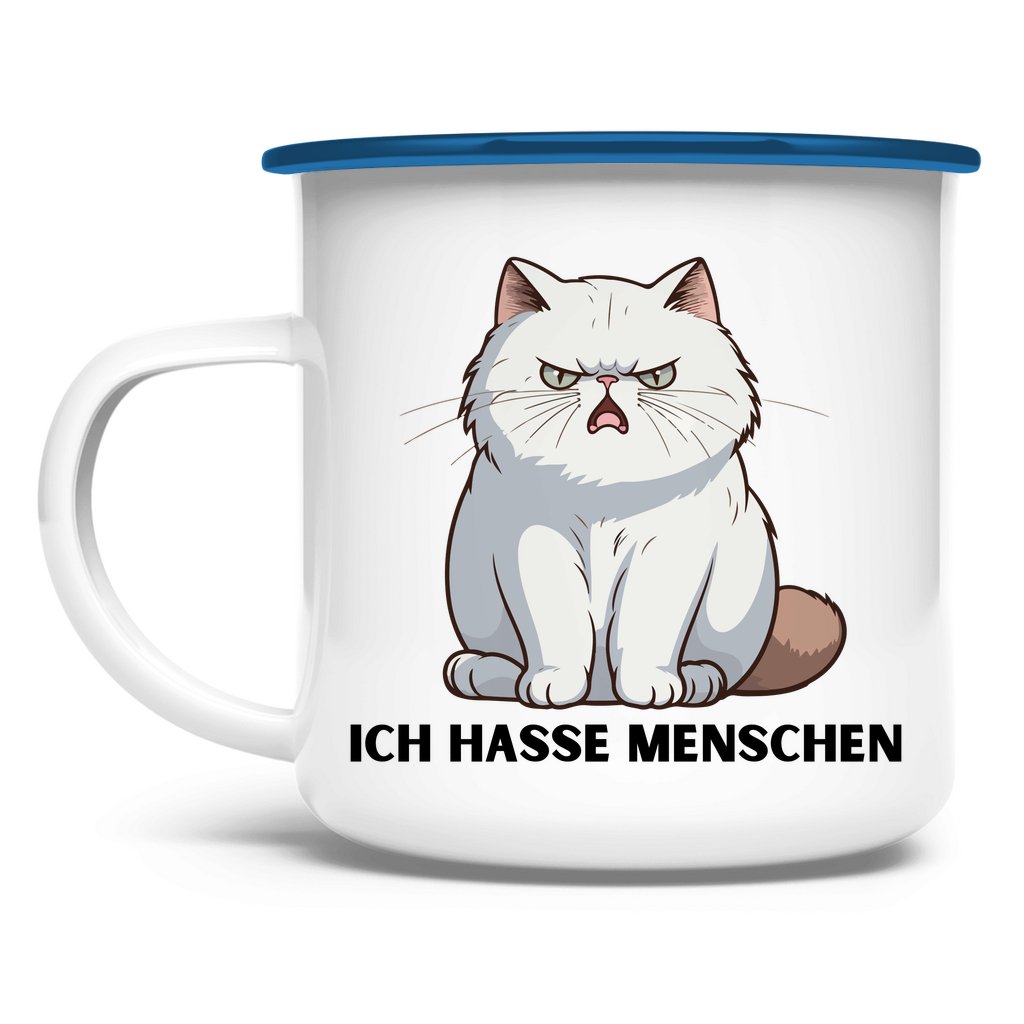 Emaille Tasse "Ich hasse Menschen" - Grafikmagie