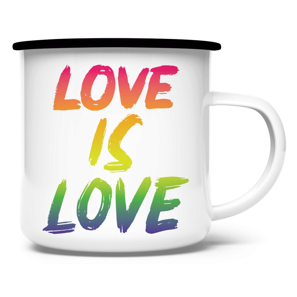 Emaille Tasse "Love is Love" - Grafikmagie