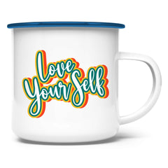 Emaille Tasse "Love yourself" - Grafikmagie