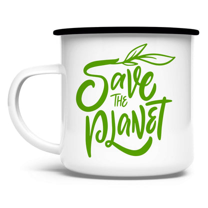 Emaille Tasse "Save the Planet" - Grafikmagie