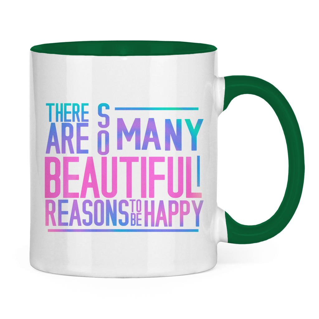 Tasse zweifarbig "So many reasons to be happy" - Grafikmagie