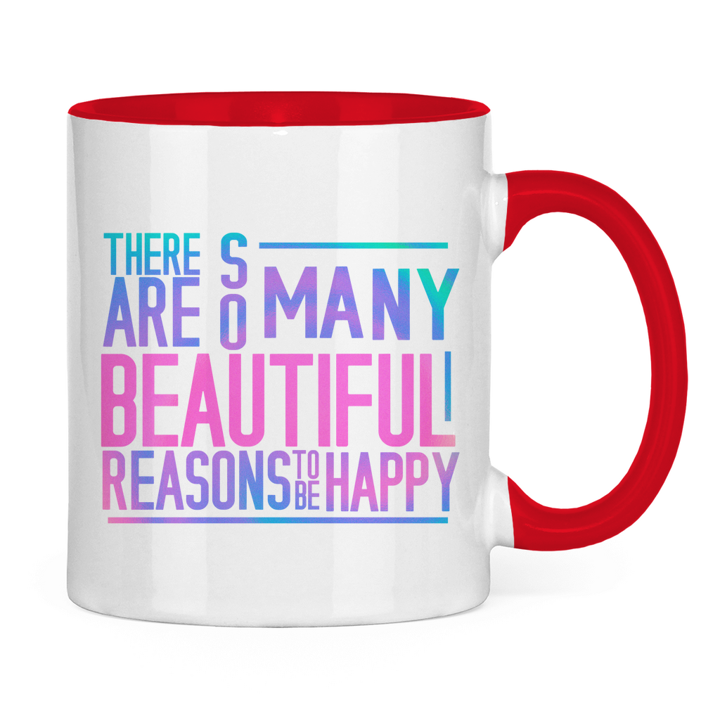 Tasse zweifarbig "So many reasons to be happy" - Grafikmagie