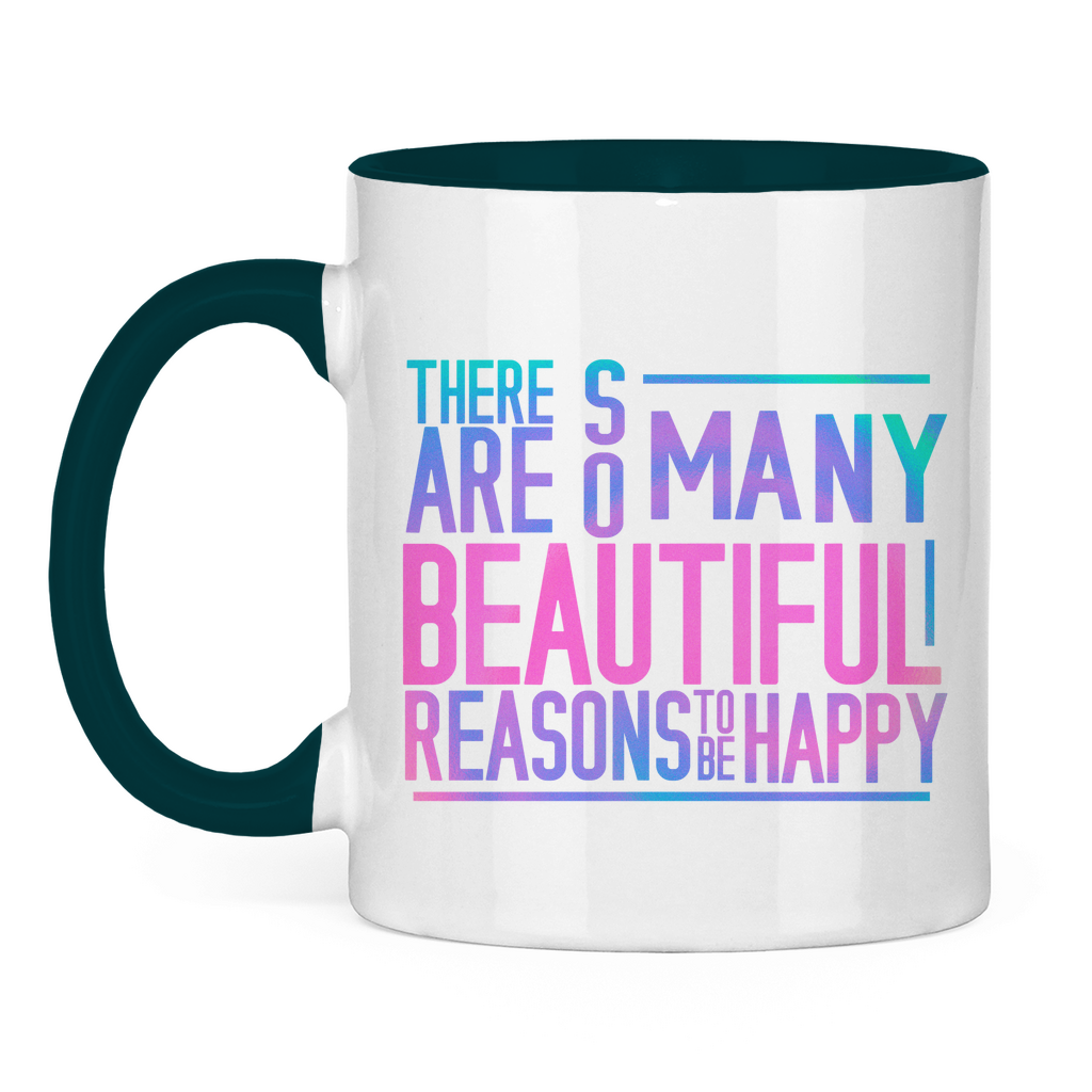 Tasse zweifarbig "So many reasons to be happy" - Grafikmagie