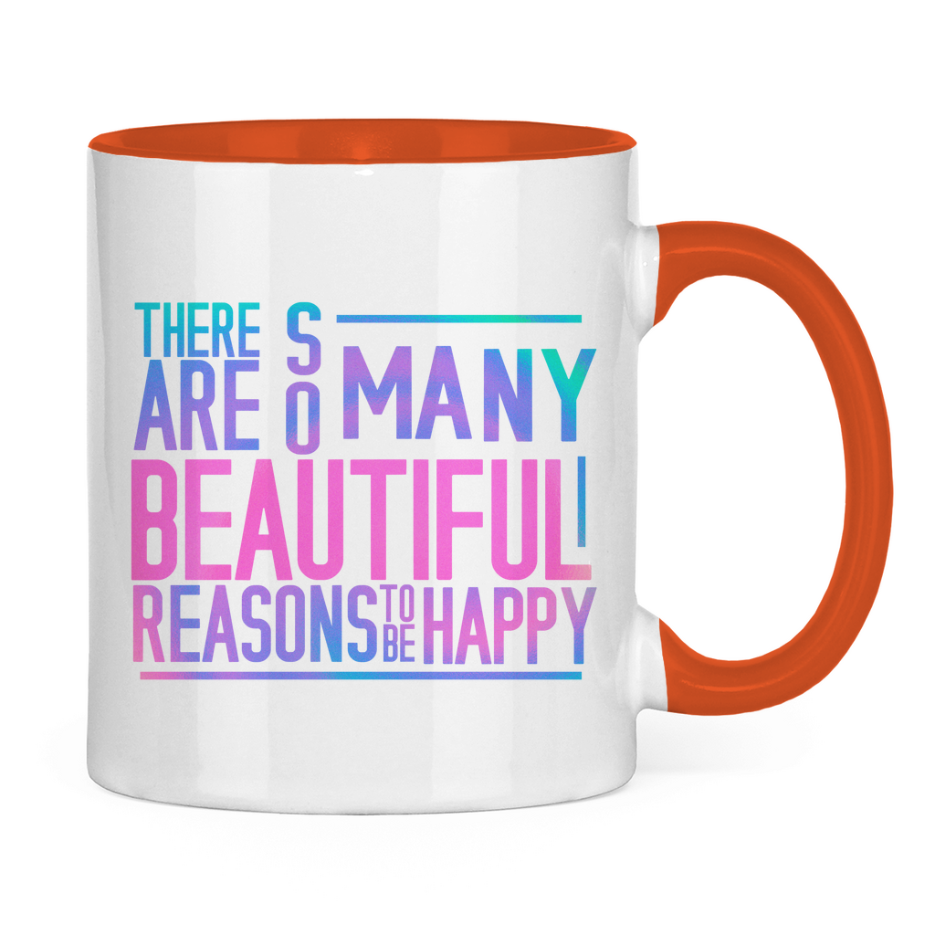 Tasse zweifarbig "So many reasons to be happy" - Grafikmagie