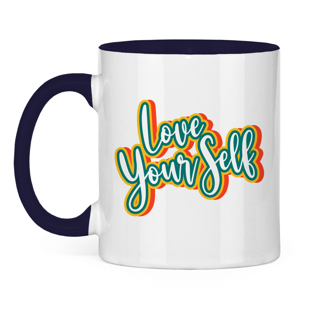 Tasse zweifarbig "Love yourself" - Grafikmagie