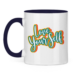 Tasse zweifarbig "Love yourself" - Grafikmagie