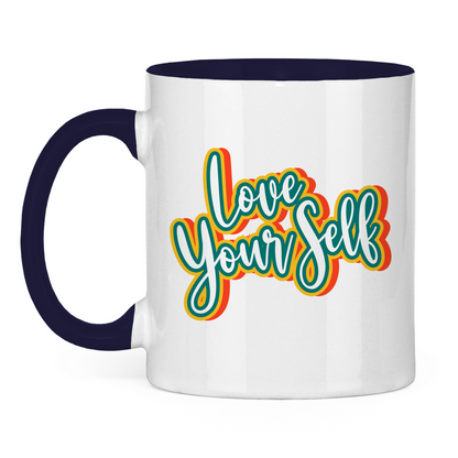 Tasse zweifarbig "Love yourself" - Grafikmagie