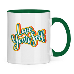 Tasse zweifarbig "Love yourself" - Grafikmagie