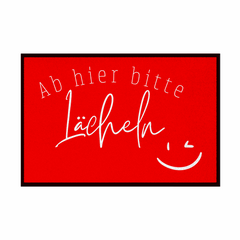Fußmatte mit Gummirand "Ab hier bitte Lächeln" - Grafikmagie