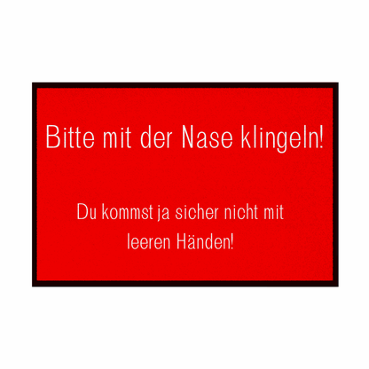 Fußmatte mit Gummirand "Bitte mit der Nase Klingeln" - Grafikmagie
