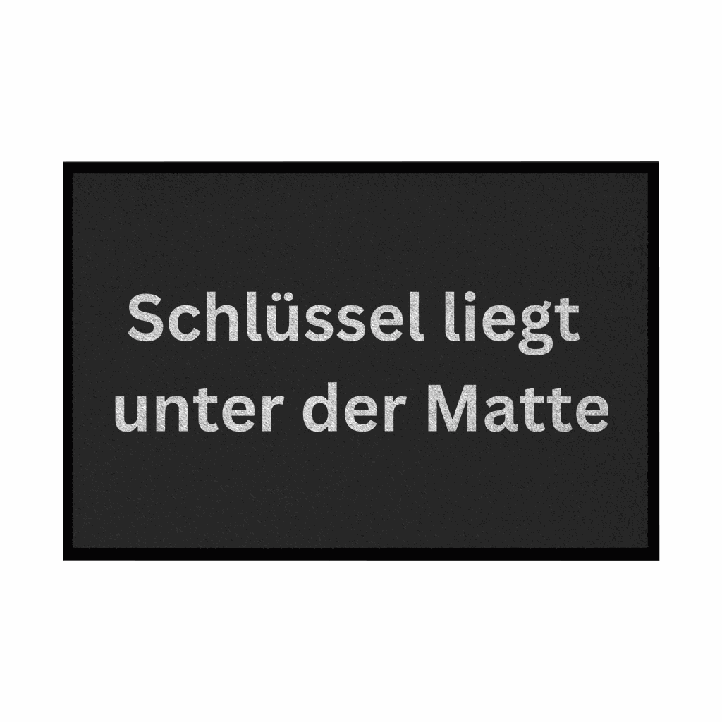 Fußmatte mit Gummirand "Schlüssel liegt unter der Matte" - Grafikmagie