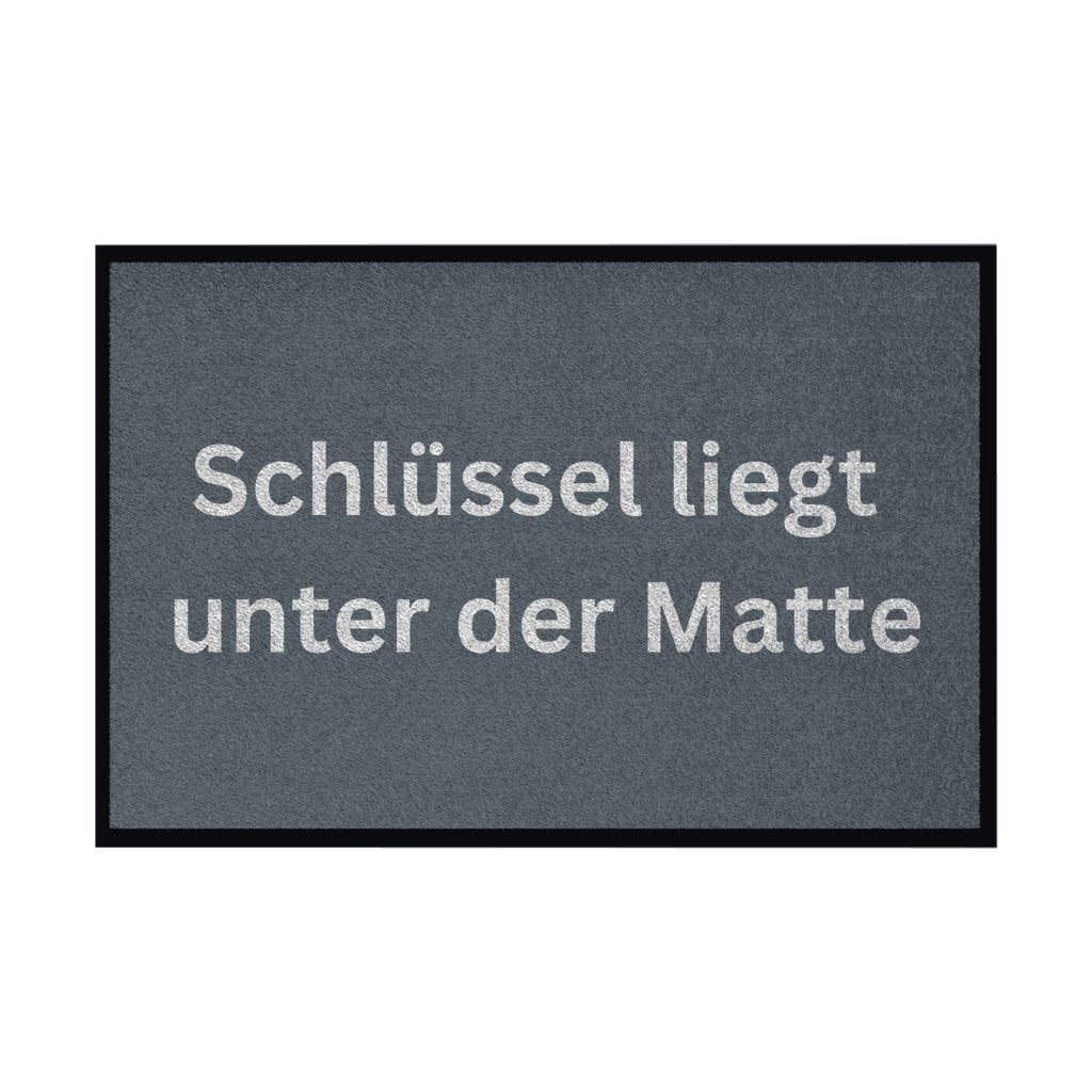 Fußmatte mit Gummirand "Schlüssel liegt unter der Matte" - Grafikmagie