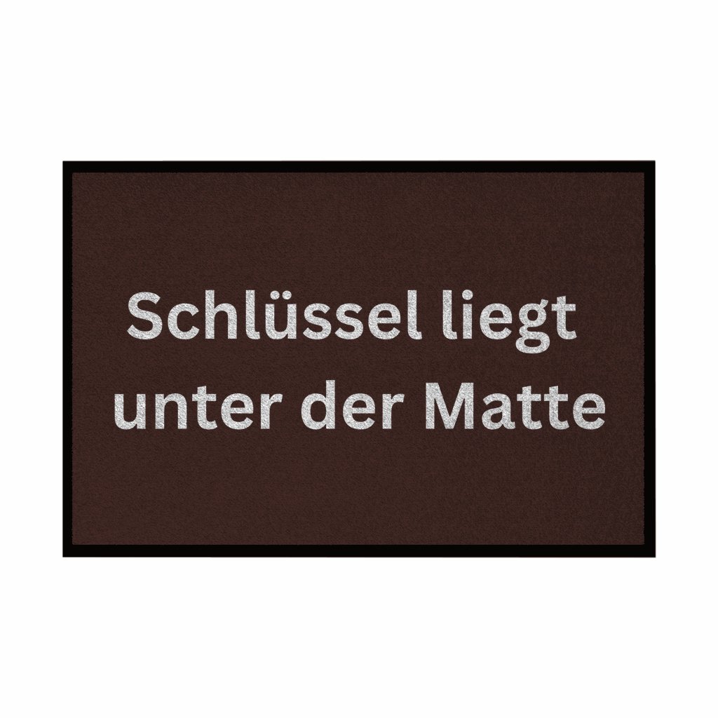 Fußmatte mit Gummirand "Schlüssel liegt unter der Matte" - Grafikmagie