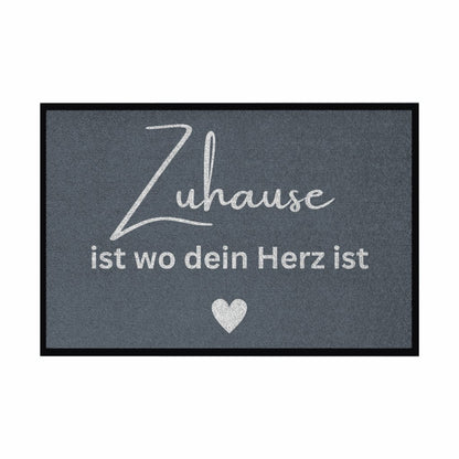Fußmatte mit Gummirand "Zuhause ist da wo dein Herz ist" - Grafikmagie