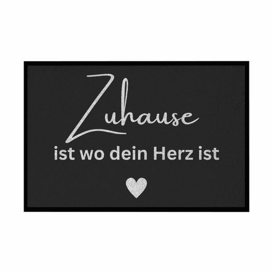 Fußmatte mit Gummirand "Zuhause ist da wo dein Herz ist" - Grafikmagie
