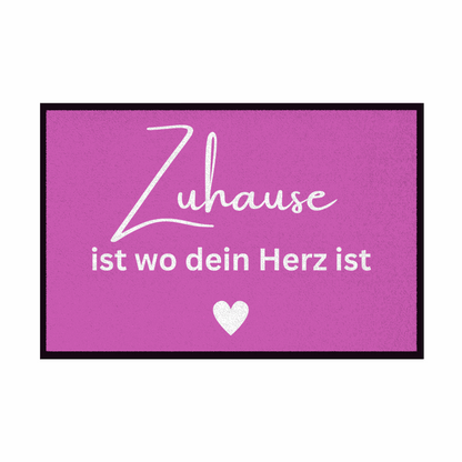 Fußmatte mit Gummirand "Zuhause ist da wo dein Herz ist" - Grafikmagie