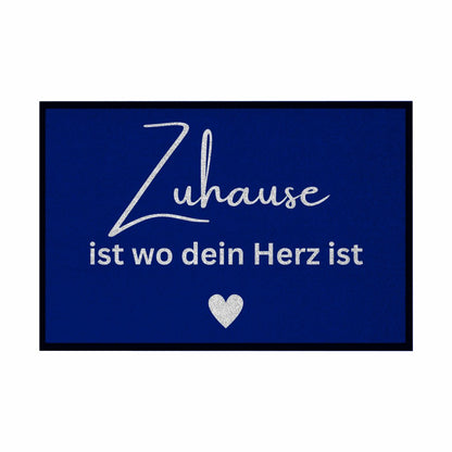 Fußmatte mit Gummirand "Zuhause ist da wo dein Herz ist" - Grafikmagie