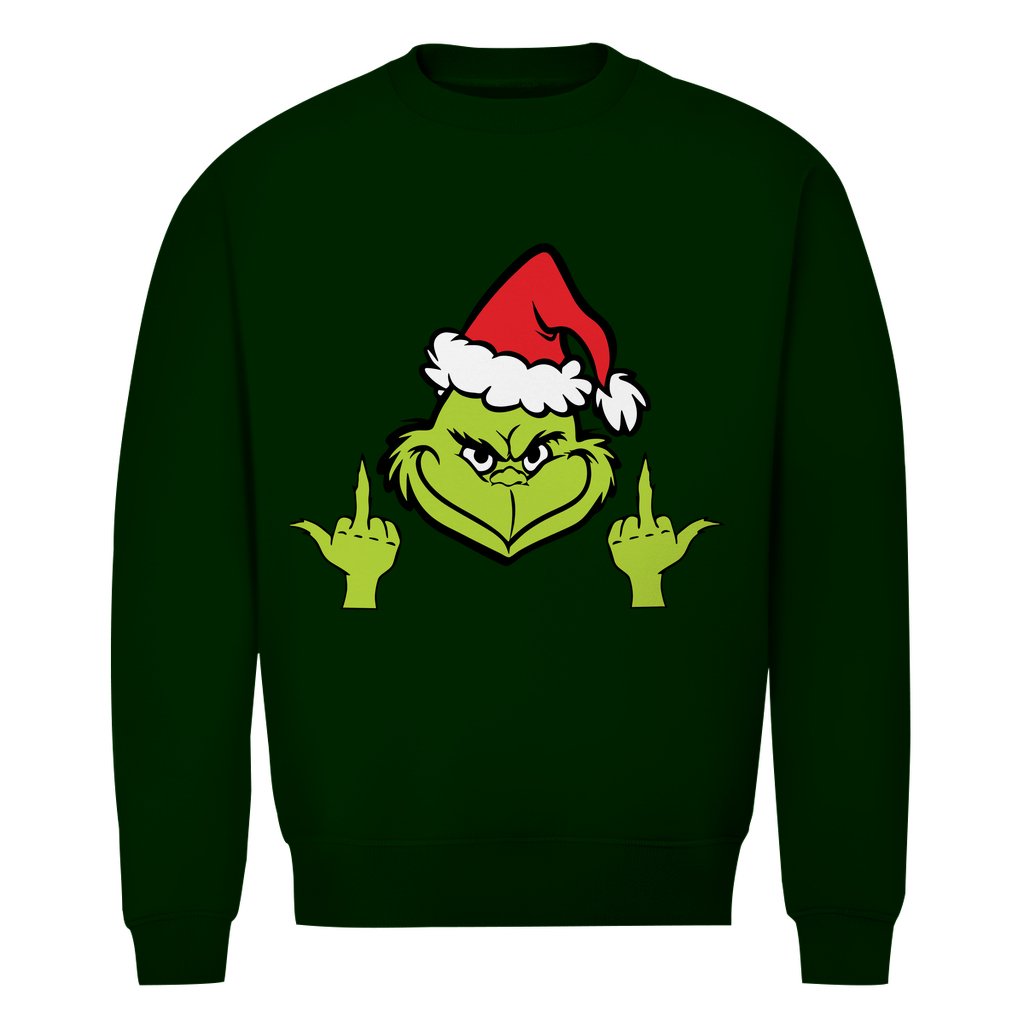 Herren Bio Sweatshirt "Grinch Mittelfinger" - Grafikmagie