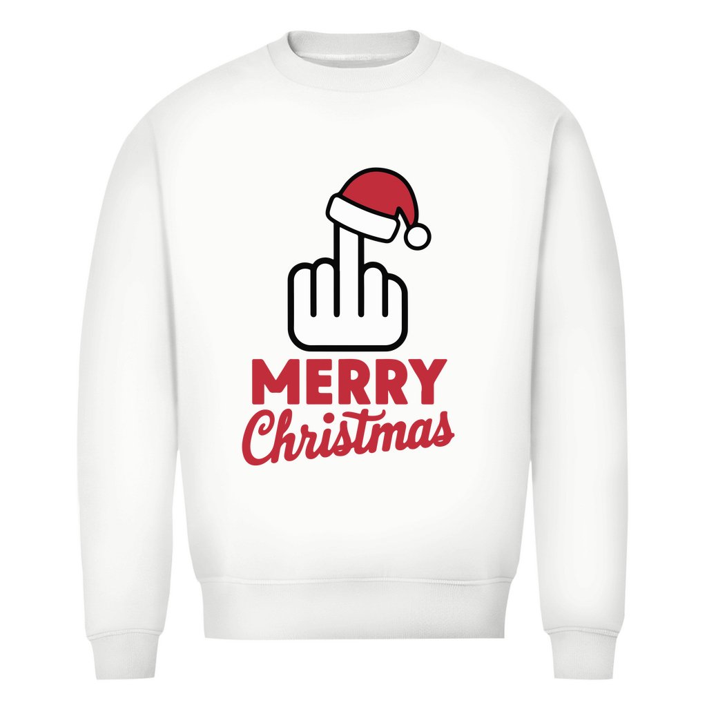 Herren Bio Sweatshirt "Merry Christmas Mittelfinger" - Grafikmagie