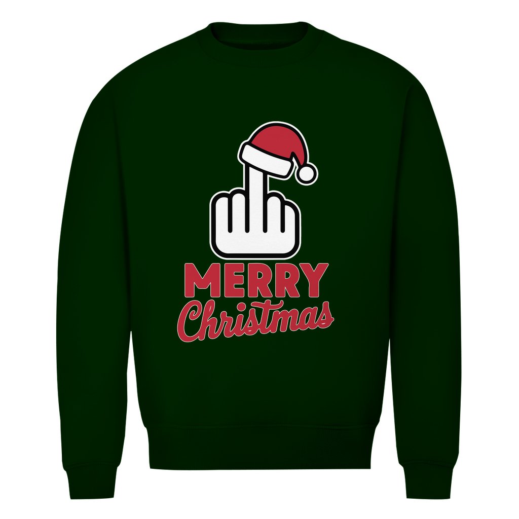 Herren Bio Sweatshirt "Merry Christmas Mittelfinger" - Grafikmagie