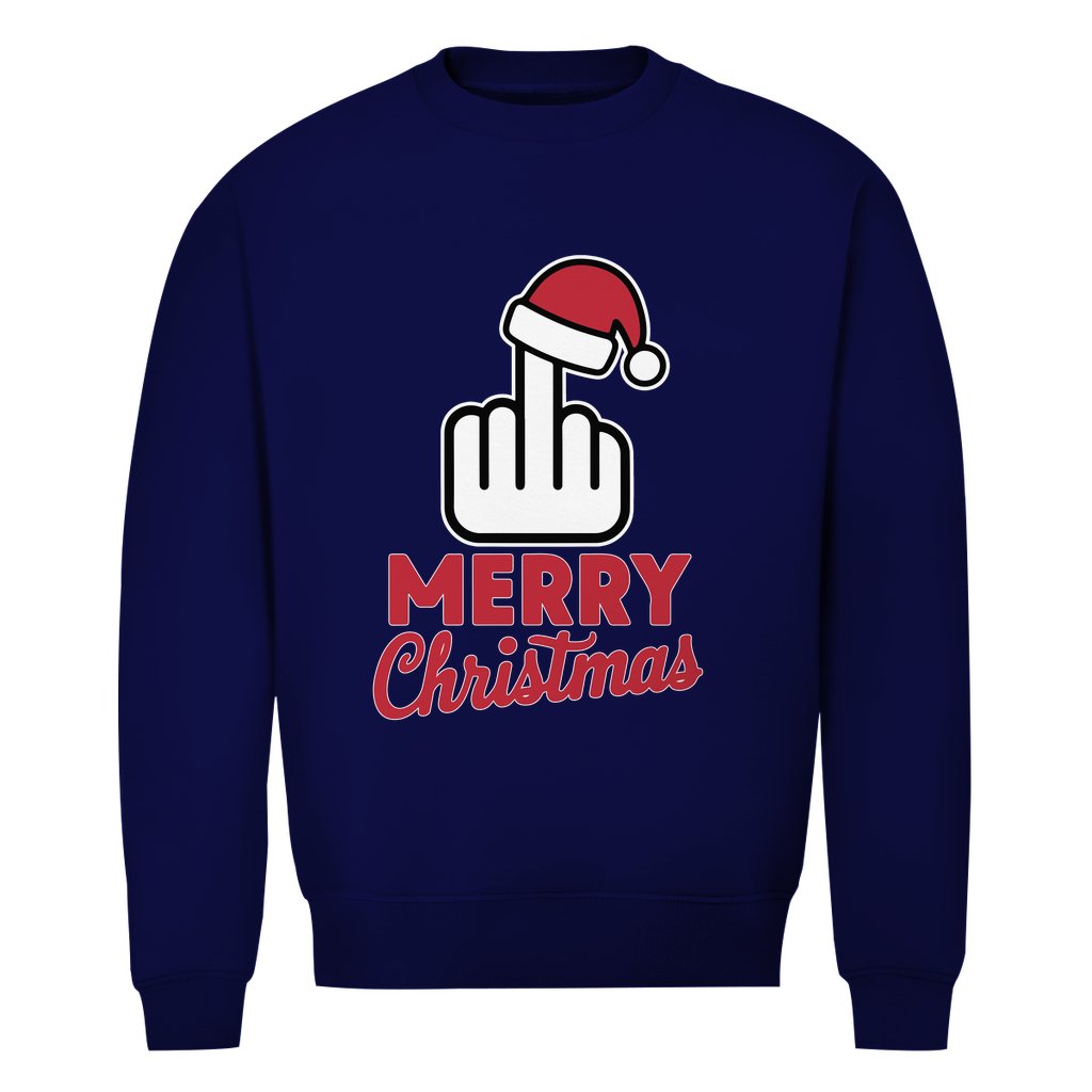 Herren Bio Sweatshirt "Merry Christmas Mittelfinger" - Grafikmagie