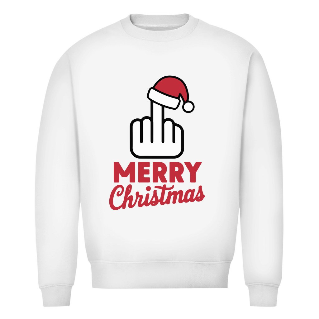 Herren Bio Sweatshirt "Merry Christmas Mittelfinger" - Grafikmagie