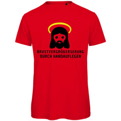 Herren T-Shirt "Brustvergrößerung durch handauflegen" - Grafikmagie