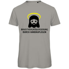 Herren T-Shirt "Brustvergrößerung durch handauflegen" - Grafikmagie